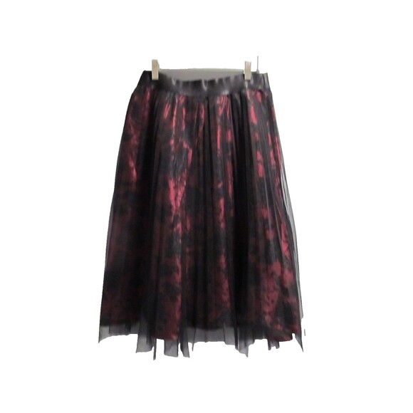 Cato Dresses & Skirts - Cato Women's Tulle Midi Skirt – Black & Burgundy – Size M – Pre-Owned